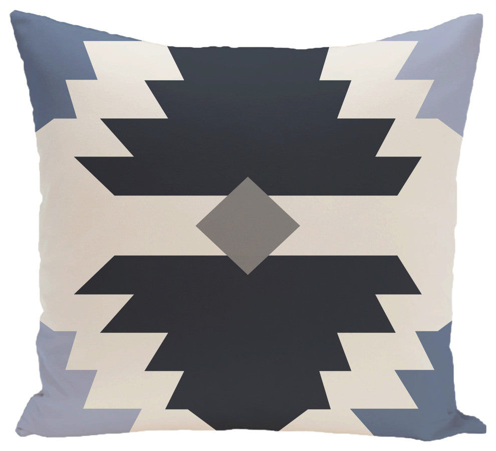Mesa Geometric Print Pillow, Navy Blue, 18"x18"