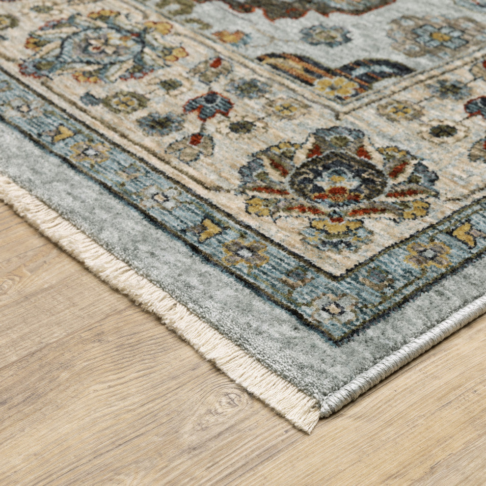Augustus Medallions Indoor Area Rug, Light Blue, 2'3"x7'6"