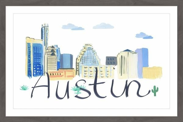 "Austin Cityscape" Framed Painting Print, 24"x16"