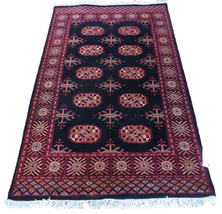 3x5 Hand Knotted Black Bokara Oriental Rug