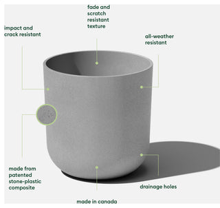 Pure Series Kona Planter, Grey, 15 Inches, 1 Pack
