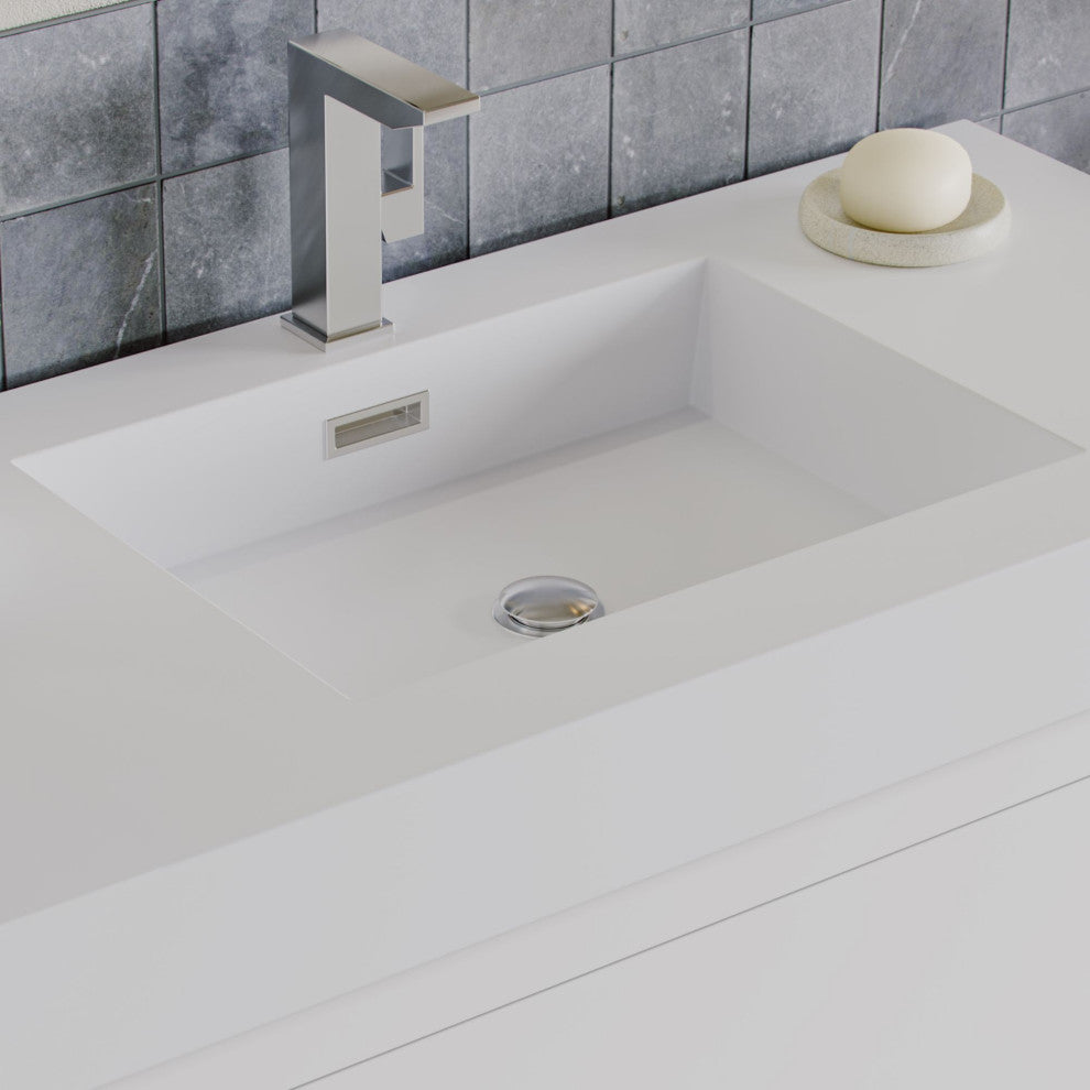 Boutique Bath Vanity, High Gloss White, 40", Single Sink, Freestanding