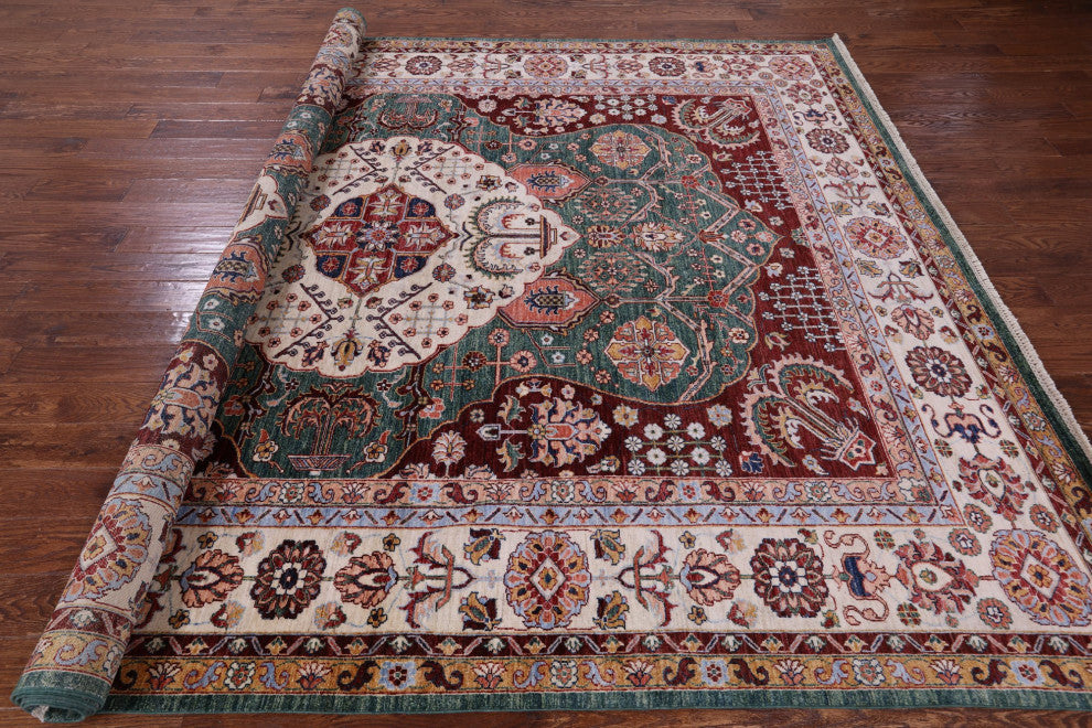 9' 1" X 11' 10" Hand Knotted Persian Tabriz Wool Rug Q9990