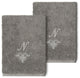 Linum Home Turkish Cotton Monica 2-Piece Embellished Washcloth Set, Dark Gray