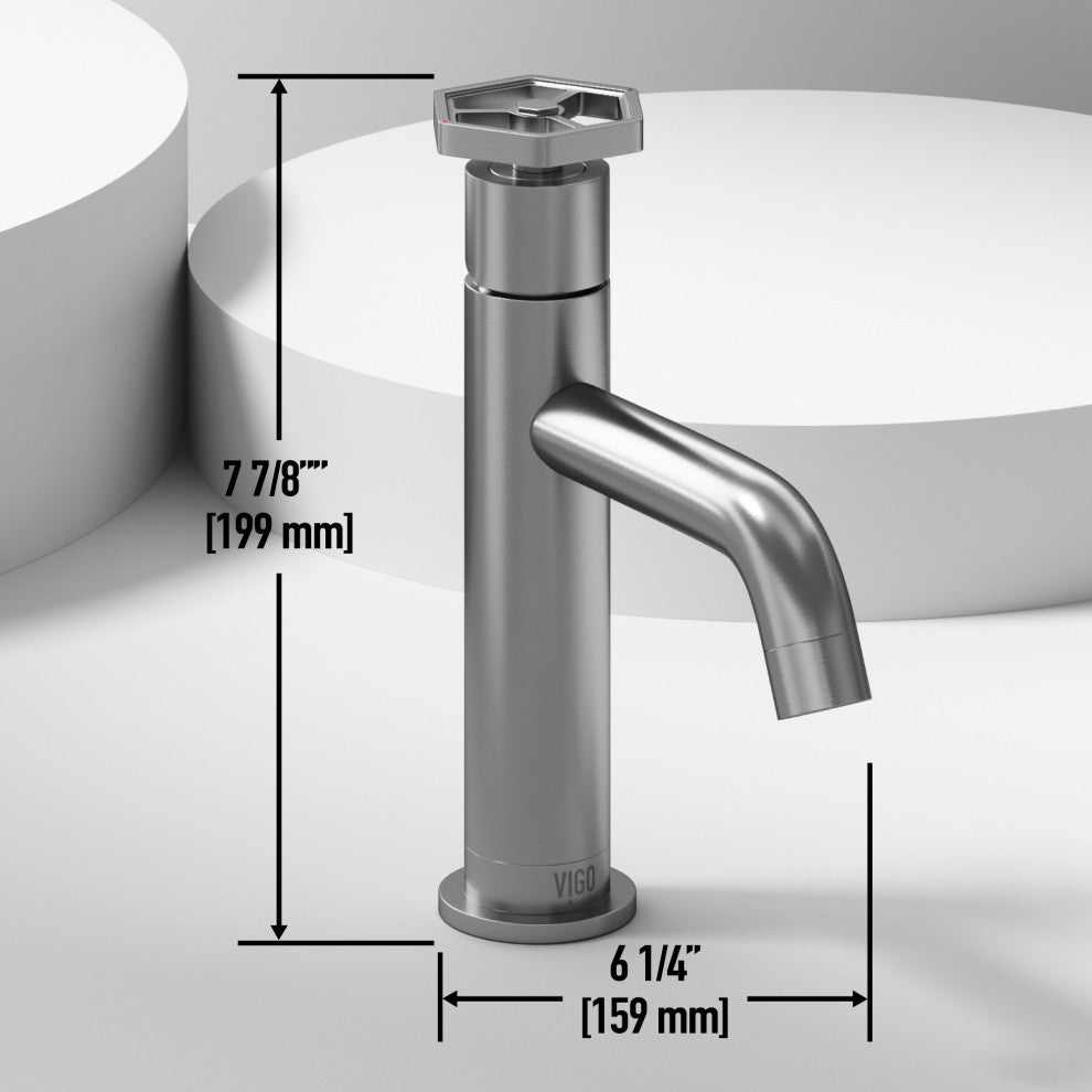 VIGO Ruxton 8" H Single Handle Single Hole Bathroom Faucet, Brushed Nickel, Without Extras