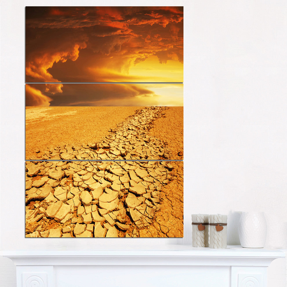 "Drought Land Under Dramatic Sky" Metal Wall Art, 3 Panels, 28"x36"