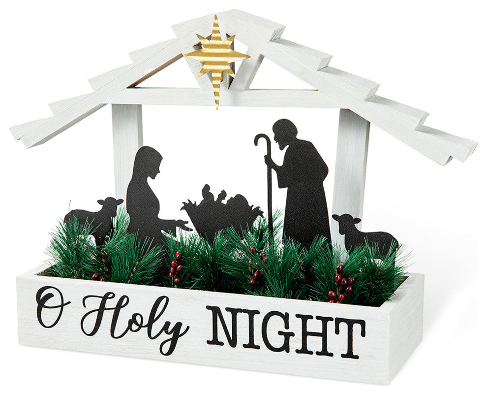 13.5"L Wooden Nativity Table Decor