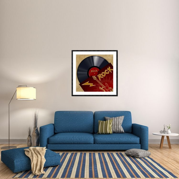 "Vinyl Club, Rock" Framed Digital Print by Steven Hill, 44x44"