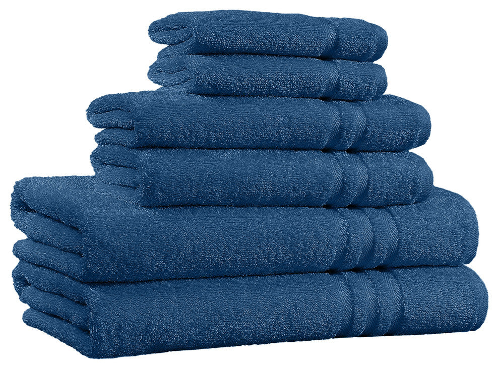 100% Cotton 6-Piece Bath Towel Set - 650 GSM - Made in India, Navy