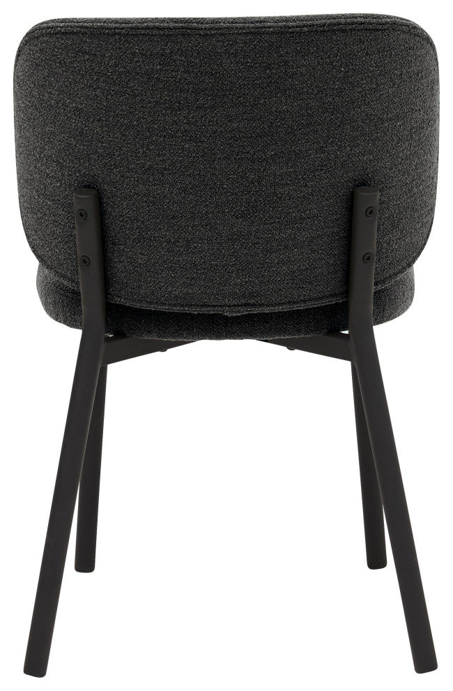 Mid-Century Modern Curved Back DIning Chair, Set of 2, Deep Gray Boucle, Dining Height