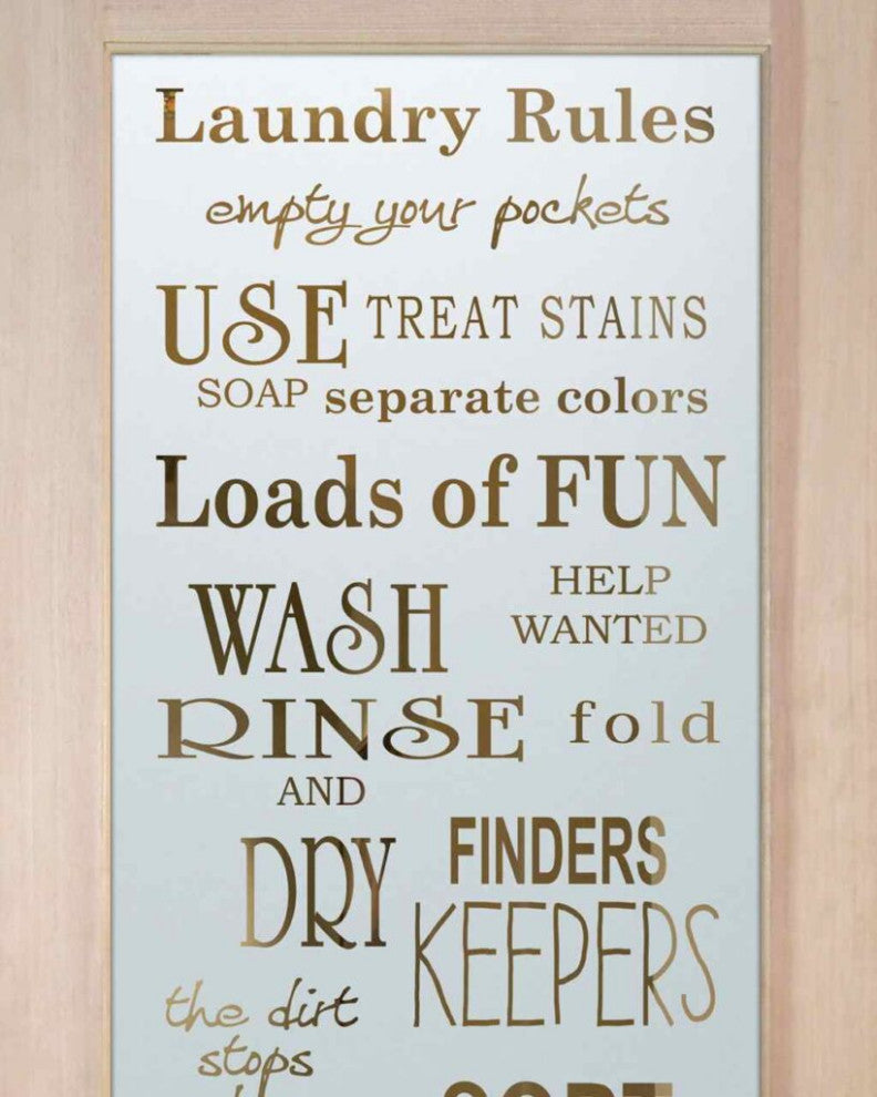 Laundry Door - Laundry Rules - Primed - 30" x 84" - Knob on Left - Push Open
