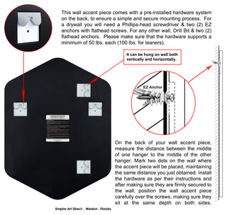 Frameless Beveled Hexagonal Black Matte Finished Wall Mirror