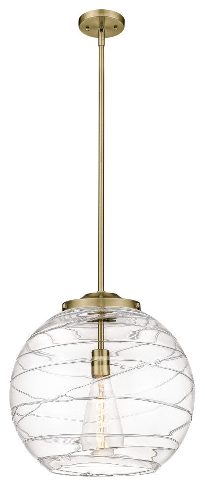 Deco Swirl Pendant, Antique Brass, Clear Deco Swirl, Clear Deco Swirl