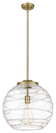 Deco Swirl Pendant, Antique Brass, Clear Deco Swirl, Clear Deco Swirl