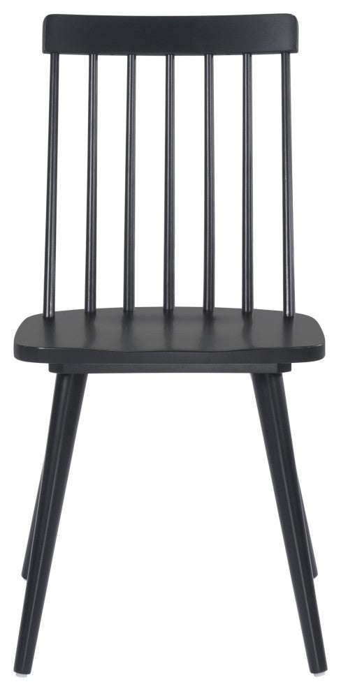 Set of Two Modern Black Armless Spindle Dining Chairs