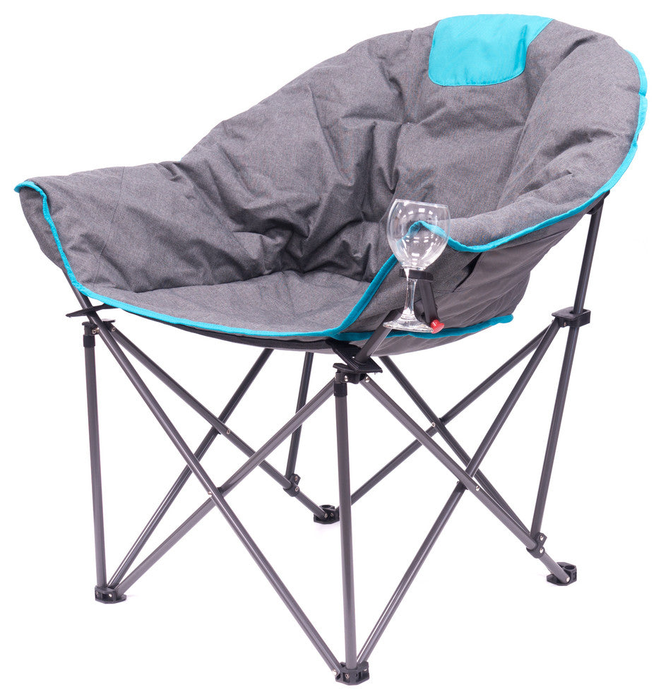Folding Bucket Wine Chair, Gray / Teal