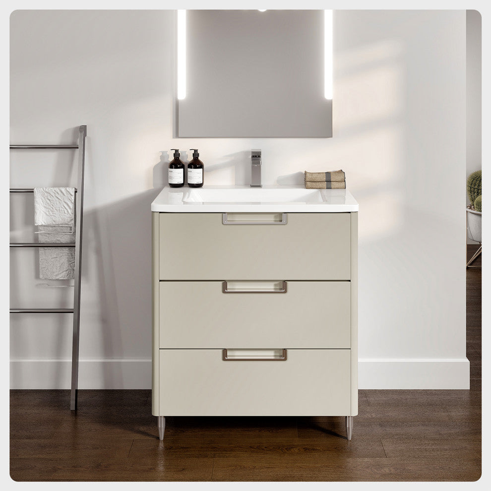 Marbella 32 in. Vanity in Fossil Gray and White Integrated Acrylic Countertop