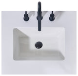 Edolo Engineered Stone Vanity Top, Snow White Apron With White Sink, 24"