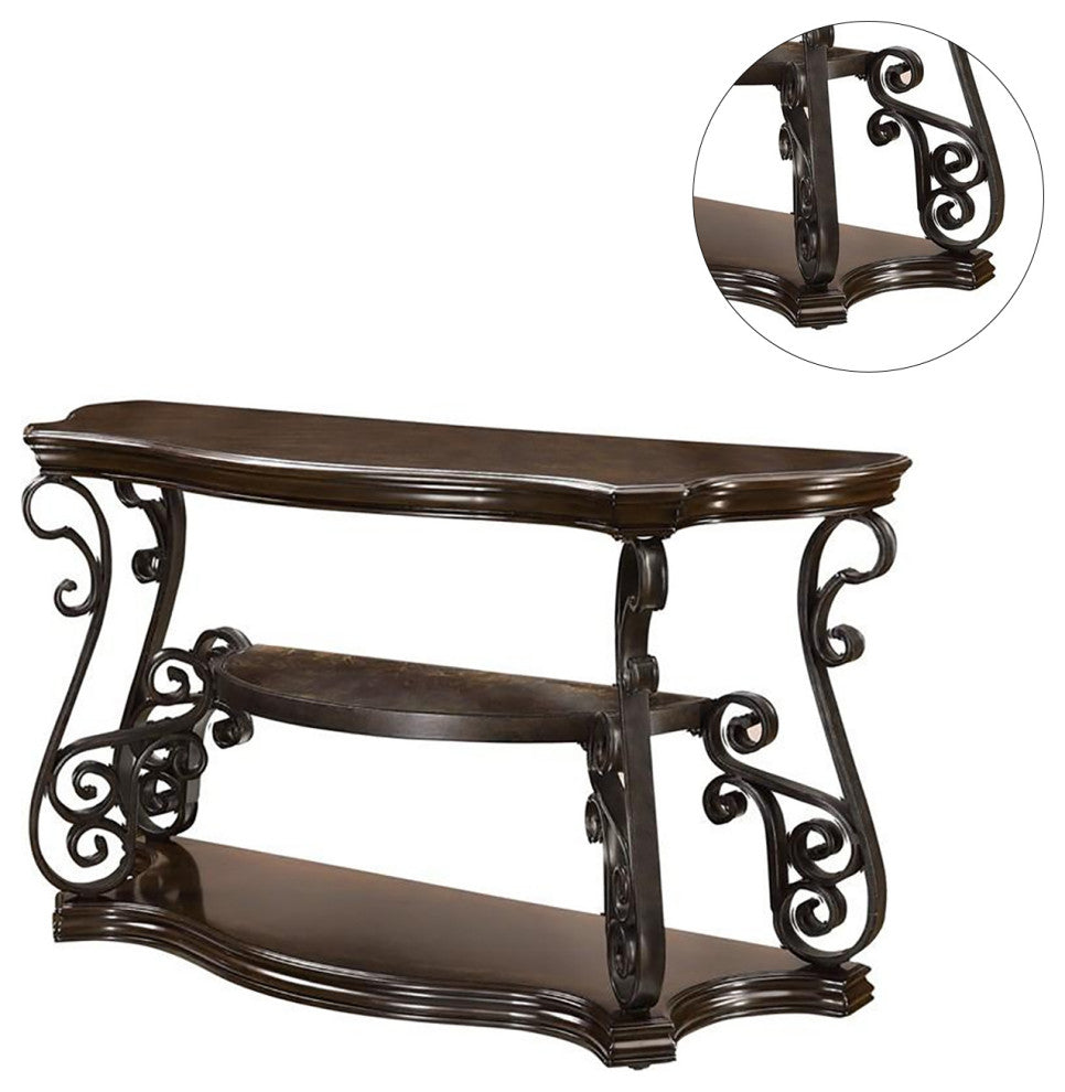 Sofa Table with Tempered Glass Top, Deep Merlot