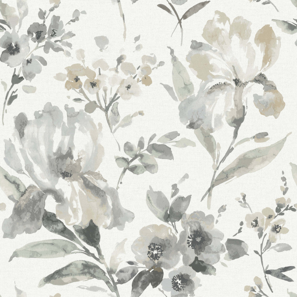 Iris Peel and Stick Wallpaper, Gray