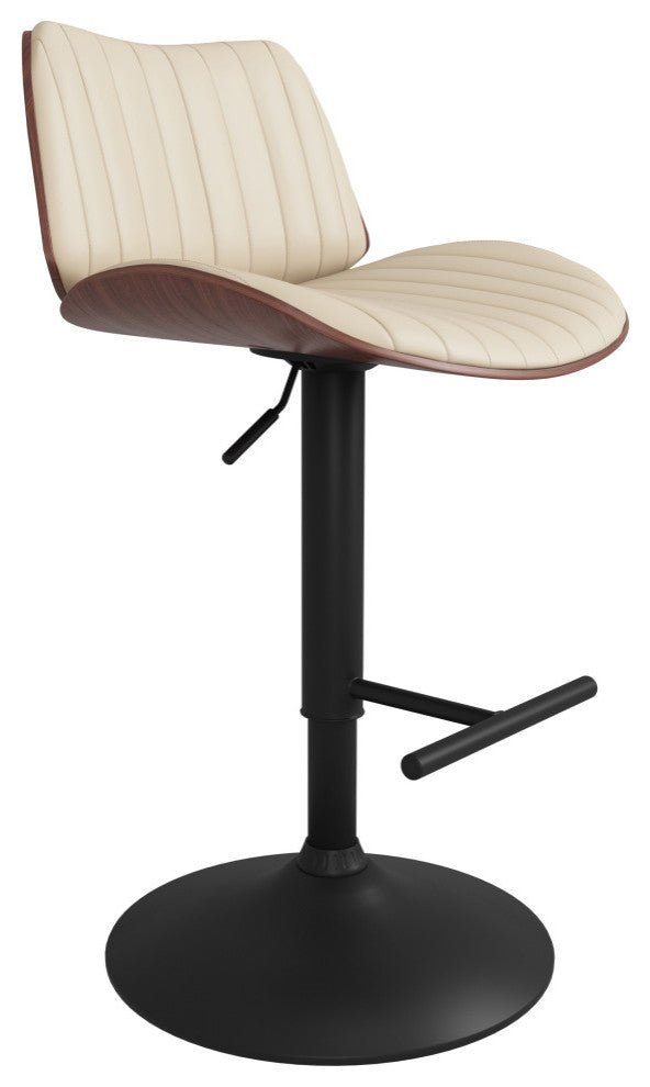 Goulding Adjustable Swivel Bar Stool, Cream Vegan Faux Leather