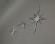 Set of 3 Metallic Silver Cast Iron Starburst Wall Hangings 8 Pointed Stars