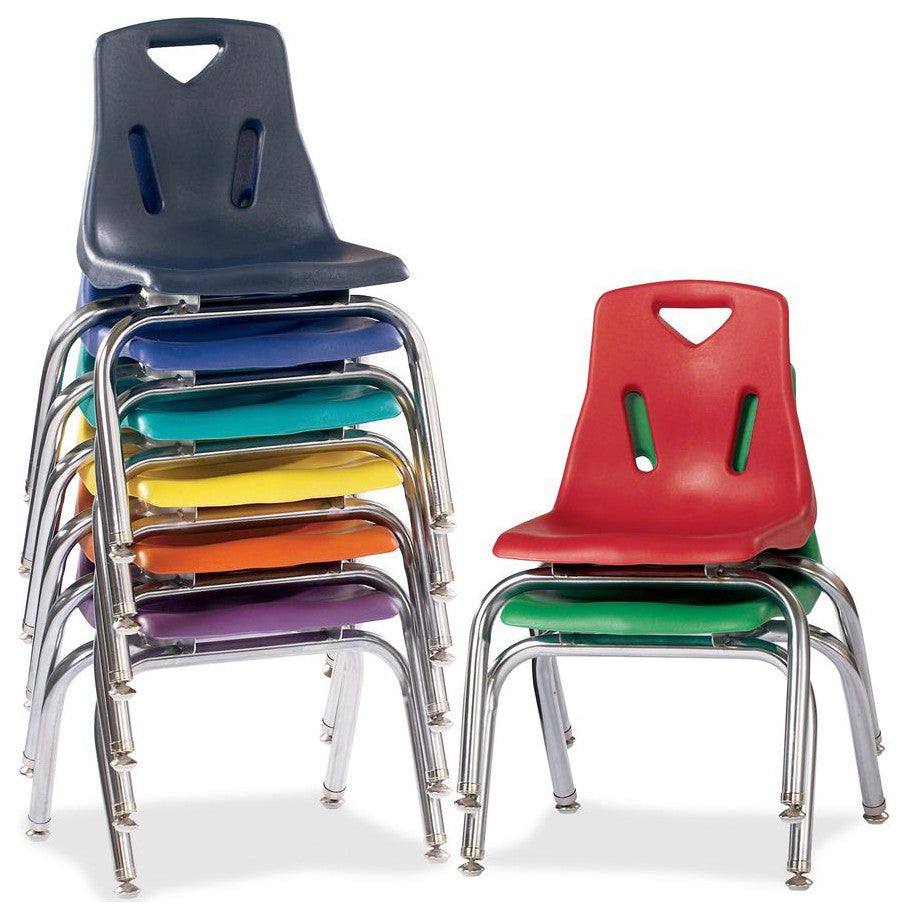 Berries Stacking Chair, Steel Frame, 4-Legged Base, Navy