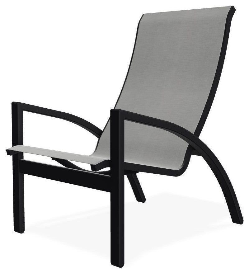 Kendall Sling Stackable Outdoor Lounge Chair, Alloy/Black