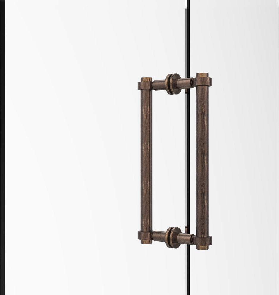 Contemporary 12" Back to Back Shower Door Pull, Venetian Bronze