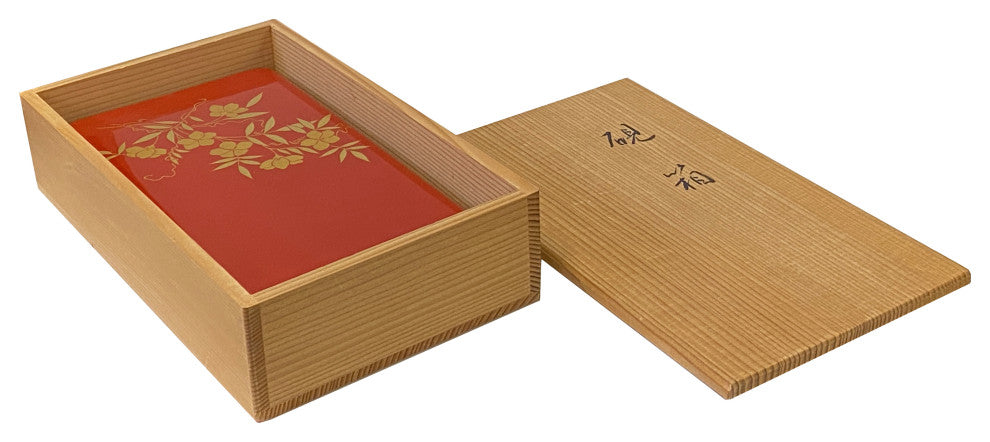 Oriental Asian Red Lacquer Wood Ink Well Dipping Pen Set Display Hws2339