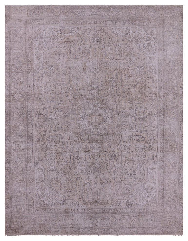 9' 5" X 11' 10" Handmade Persian Vintage White Wash Rug Q4653