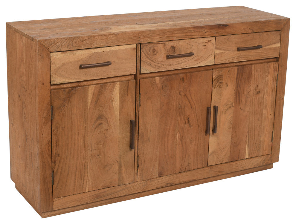 Fernious 3 Drawer 3 Door Sideboard, Natural Finish on Mango Solid Wood
