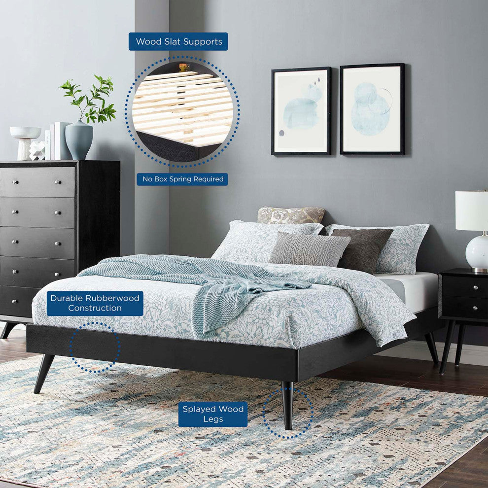 Margo Queen Wood Platform Bed Frame Black