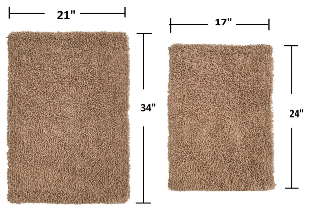 Fantasia Bath Rug Bath Rug Set, Machine Wash, 2-Piece Set, Linen