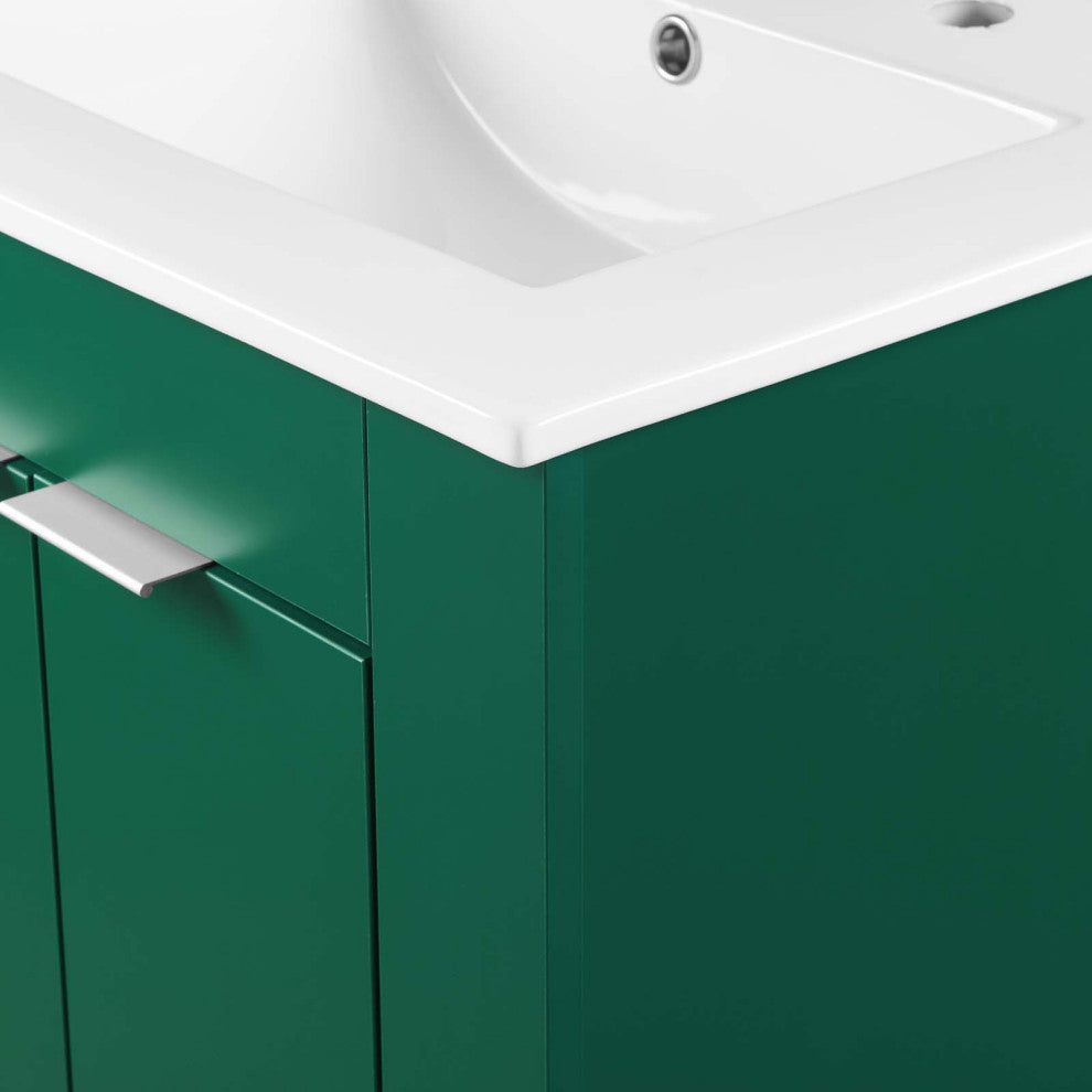 Sink Vanity Cabinet, Melamine, Green White, Modern, Hotel Bedroom Bathroom