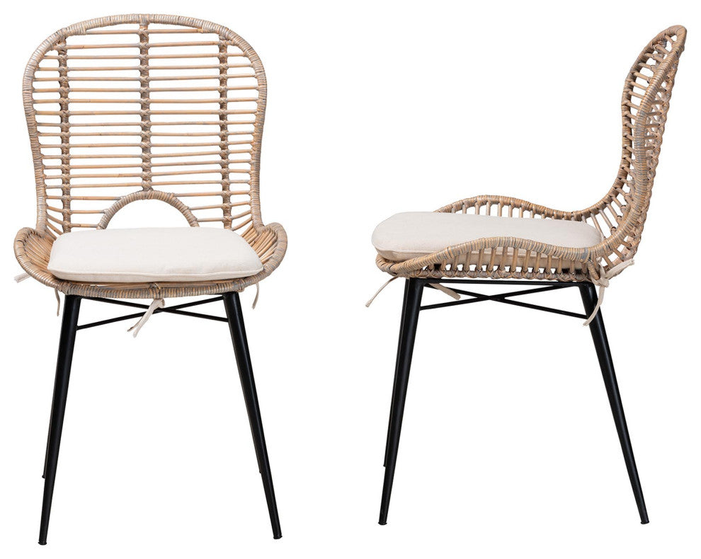 Sheryl Rattan Dining Chairs, Set of 2, Gray Wash