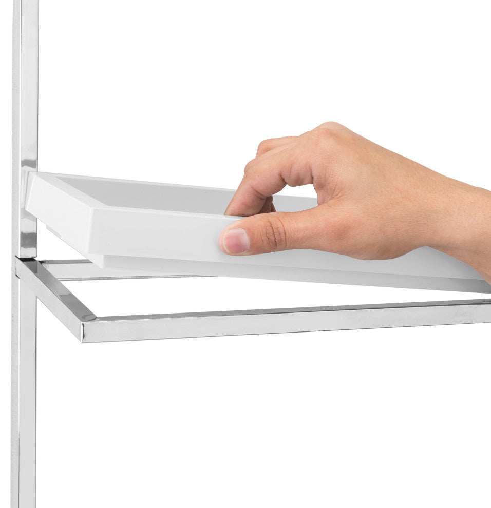 Wall Mount 3-Tier Bathroom Shelf With Towel Bar and Removable Trays