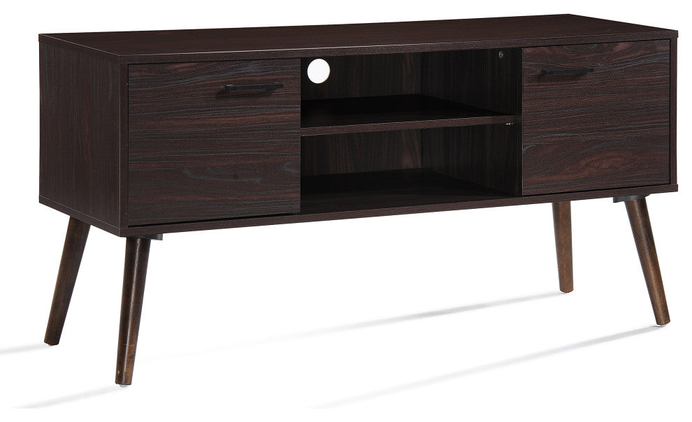 GDF Studio Amal Mid-Century Modern Finished Fiberboard Entertainment Center, Wenge