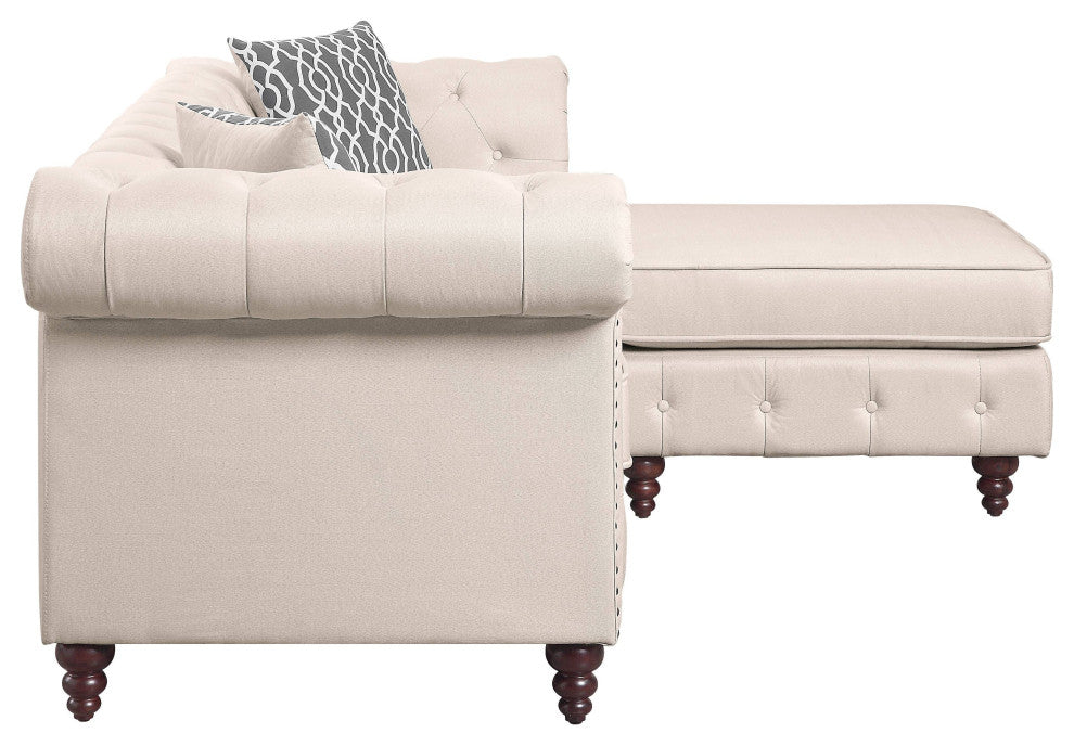 Waldina Reversible Sectional Sofa, Beige Fabric