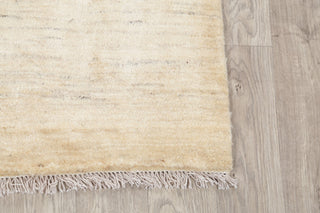 Gabbeh Solid Distressed Modern Hand-Knotted Persian Area Rug, Beige, 4'11"x3'6