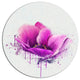 Purple Watercolor Poppy Flower, Floral Round Metal Wall Art, 11"