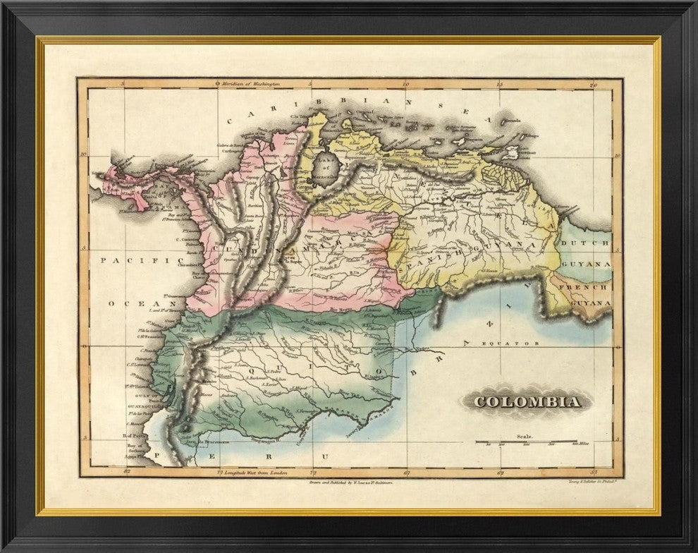 "Colombia, 1823" Framed Canvas Giclee by Fielding Lucas, 34x27"
