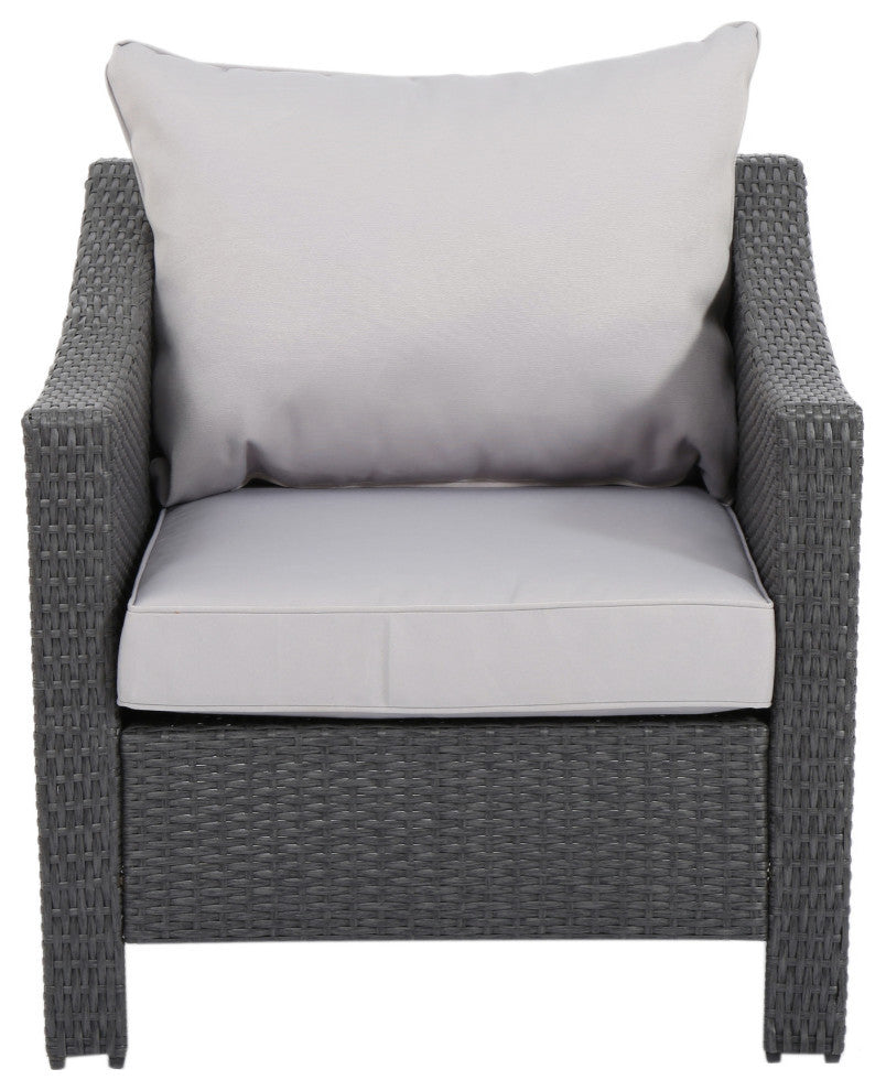 GDF Studio 3-Piece Antibes Outdoor Gray Polyethylene Chat Set