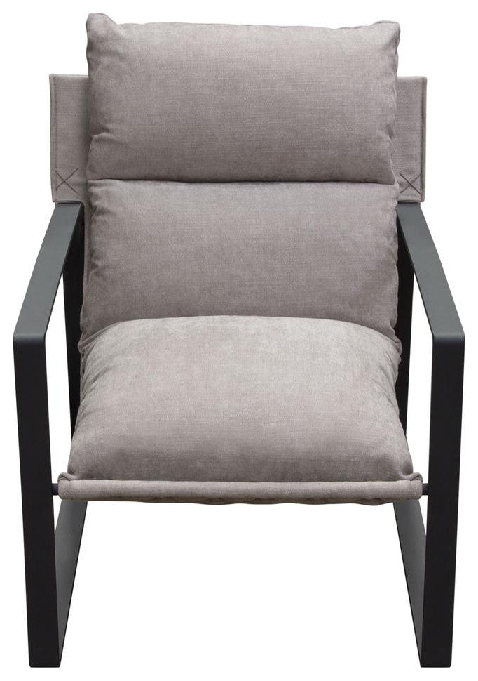 Miller Sling Accent Chair in Grey Fabric w/ Black Powder Coated Metal Frame...