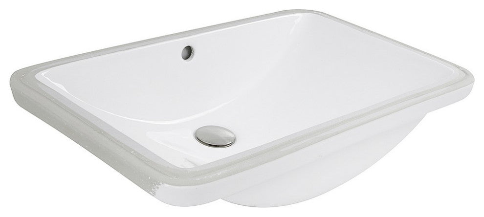 Nantucket Sinks UM-2112-W Rectangle Undermount Ceramic Vanity Sink In White
