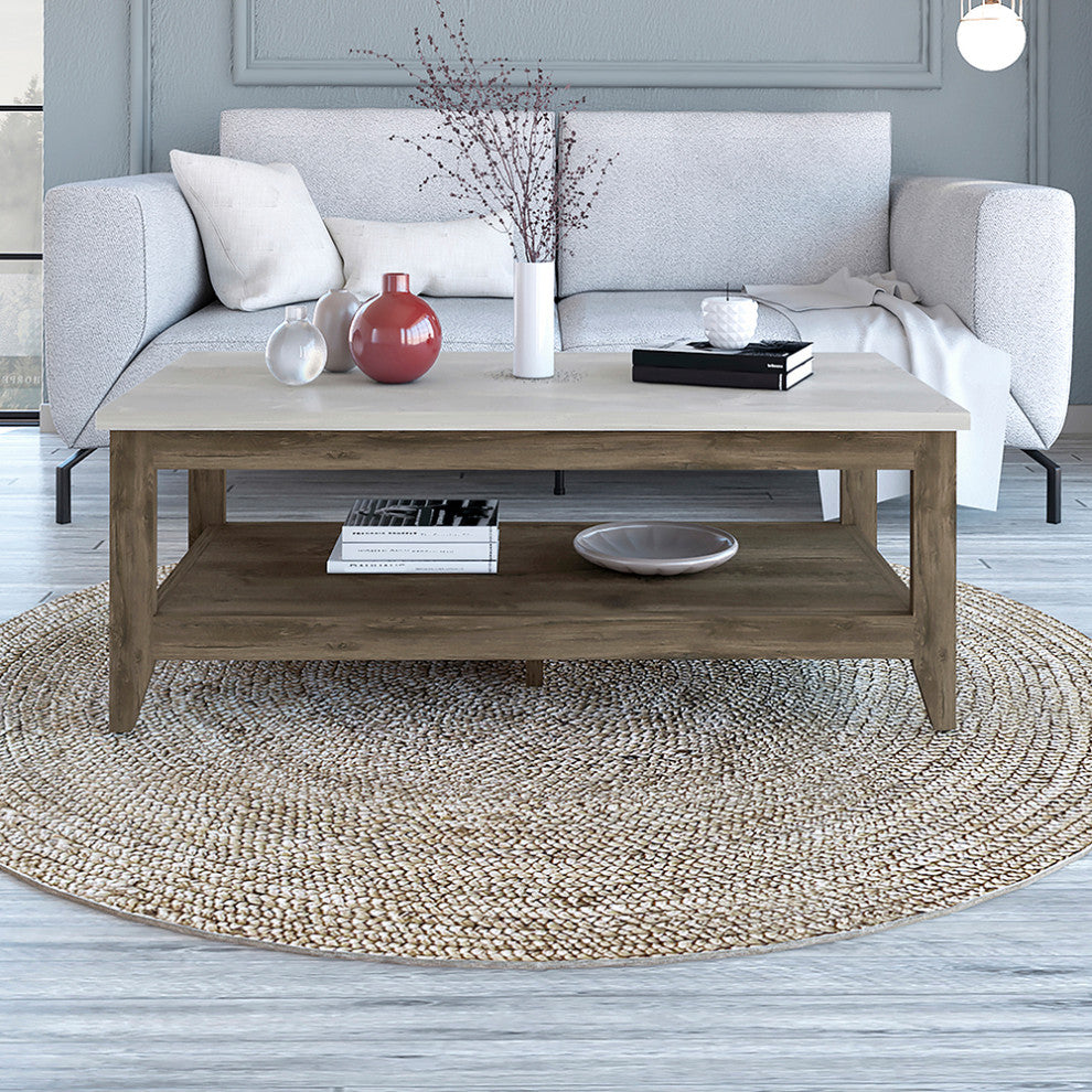Paulson Rustic Coffee Table Onyx Top by RST Brands, Brown/White