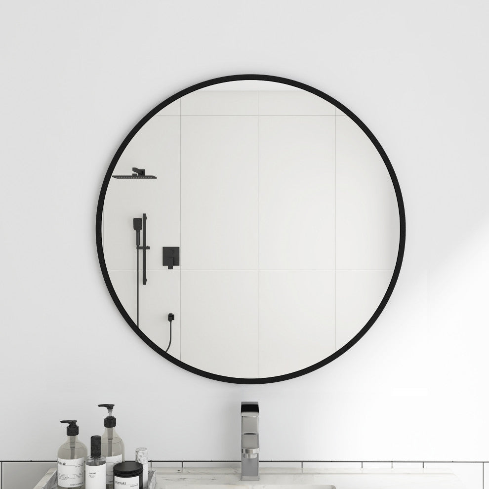 Round Framed Wall Mounted Bathroom Vanity Mirror, 30''