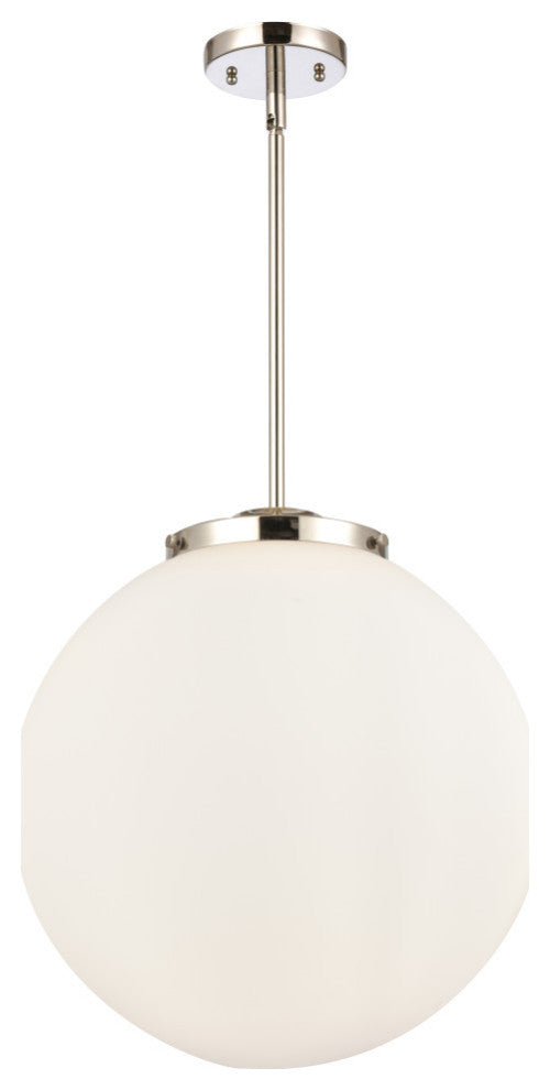 Beacon Pendant, Polished Nickel, Matte White, Matte White