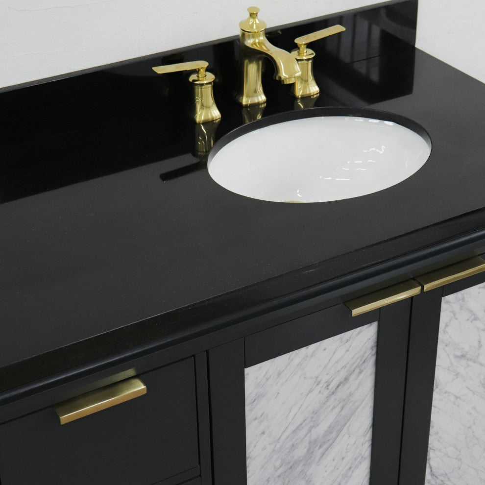 43" Single Vanity, Dark Gray Finish With Black Galaxy