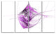 Purple on White Fractal Illustration, Abstract Canvas Print, 48"x28", 4 Panels